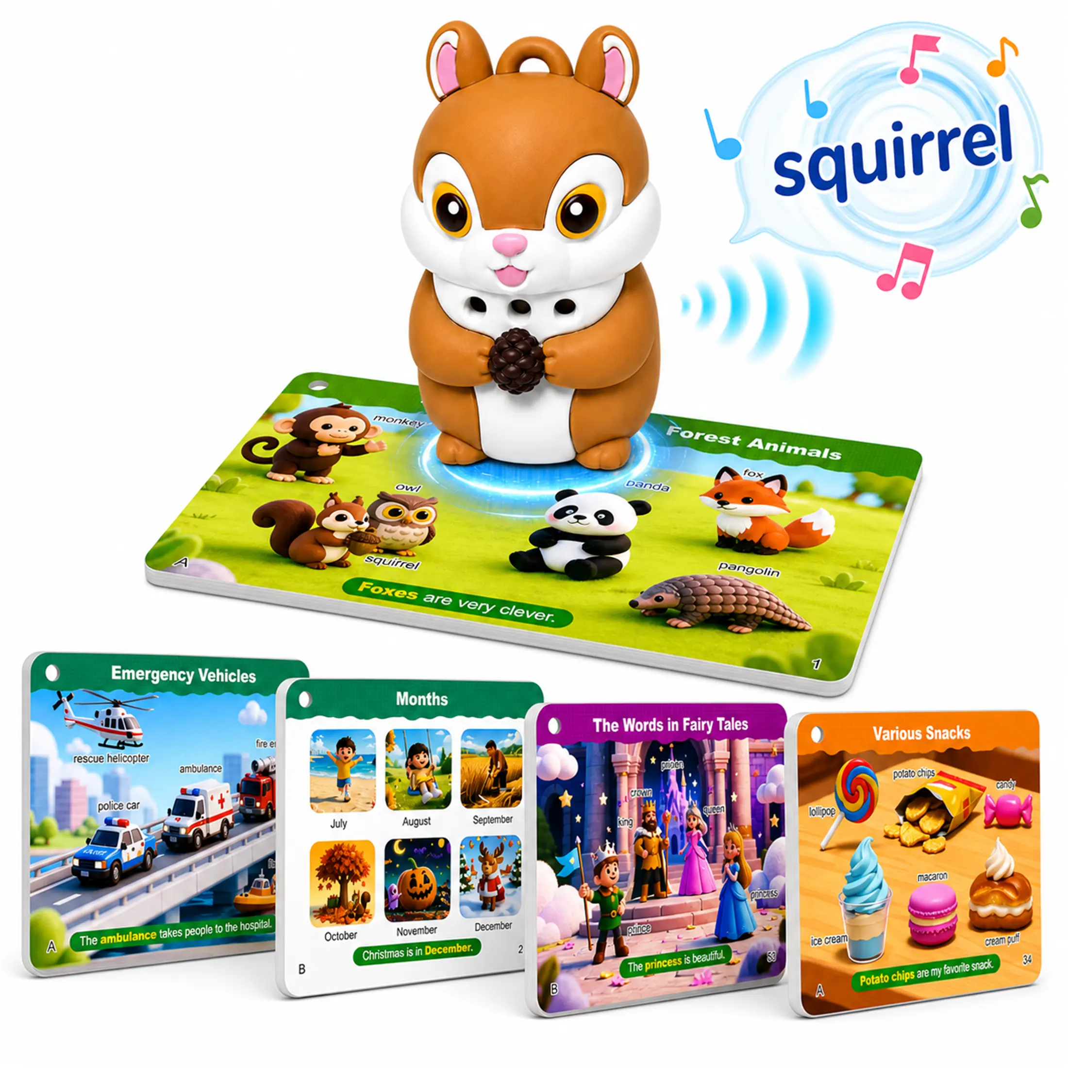 Kids' 4-8 Talking Phonics Reading Pen - Interactive Screen-Free Educational Toy with 3D Talking Flash Cards (629 Words) for Preschool Homeschool Travel Activities