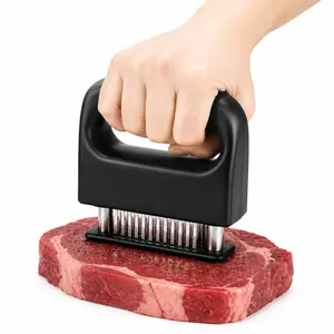 Premium 48 Stainless Steel Needle Meat Tenderizer - Commercial Grade Manual Cooking Tool for Tenderizing Steak, Beef, Pork, Chicken, Poultry | Pro Kitchen Gadget for Juicier Meat, Ergonomic Comfort Grip Design, Rust-Proof Device