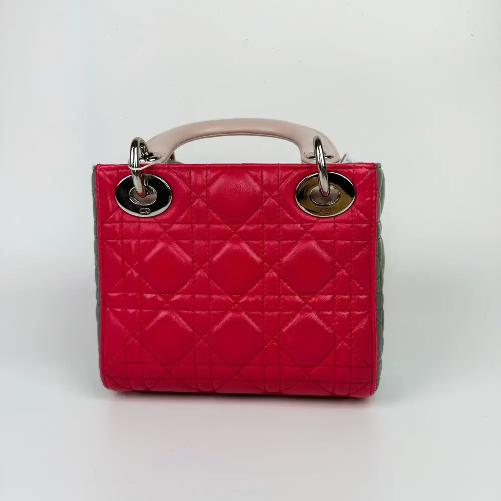 Pre-owned Dior 585 Christian Lady Mini Cannage Lambskin Handbag