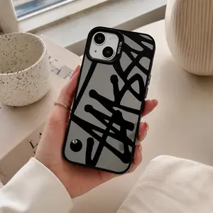 Trendy Black English Graffiti Pattern Case for iPhone 17 16/15/14/13/12/11 Pro Max AIR XR XS E Plus Shockproof Drop Protection Durable PC Smartphone Cover Rectangle Tempering Glass Protective Cellphone Screen Protector, Accessories, Handheld