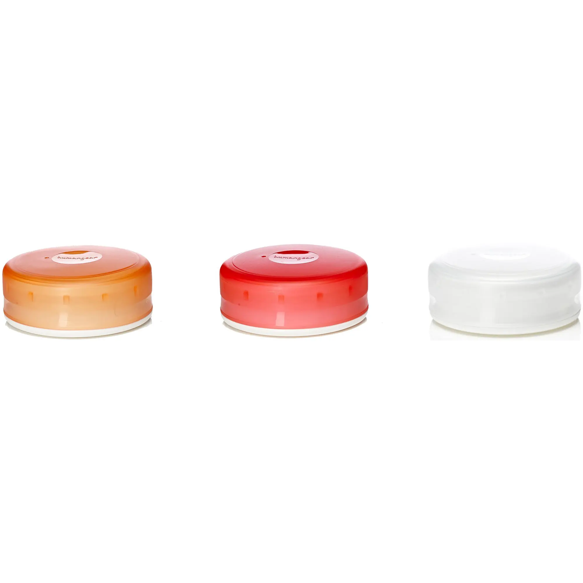 Humangear GoTubb Hard Preserving Canister 3-Pack - Clear/Orange/Red, Labeling Texture, 1-Hand Grip, Transparent Lids