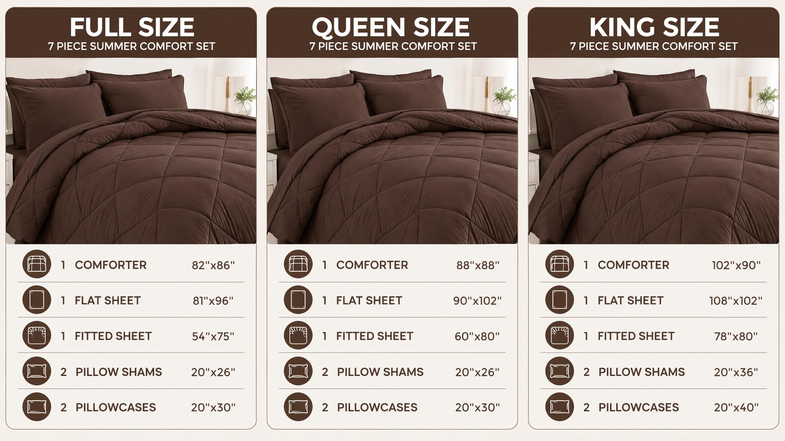 7 Piece Comforter Set Queen/King/Full Size, Solid Color Ultra Silky Wrinkle Free Complete Bedding Set With 1 Comforter, 1 Flat Sheet, 1 15" Deep Pocket Fitted Sheet, 4 Pillowcases, Moisture Wicking Soft Bed Set #halloweenfinds #tiktokshopbacktoschool