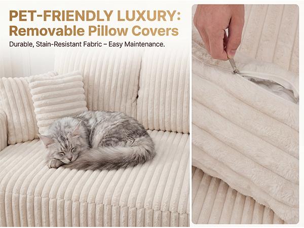 【FELIZPACE】 Cloud Couch, Upholstered Cloud Sofa Sectional Couch with L Shape Chaise, Fluffy Comfy Boneless Couch with Deep Seat & Throw Pillows, Cloud Couches for Living Room, No Assembly Required, Boneless sectional couch, Beige, Blue, Black