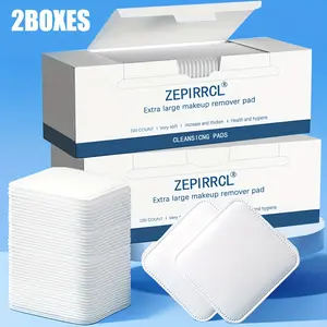 2 boxes of disposable square facial cleansing puffs and cleaning pads, enlarged and thickened, soft and skin-friendly, suitable for both dry and wet use, ideal for daily cleaning and skincare, 7*6CM, 100 pieces/box