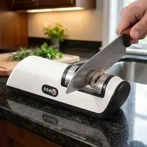 Professional 2-Stage Electric Knife Sharpener: Quick Sharpening & Polishing Multi-Tool for Kitchen, Scissors, Cleavers. Efficient Repair, Precision Grinding, Non-Slip Base. High-Power, Portable, Ideal for Home, Kitchen, Outdoor Camping Use.