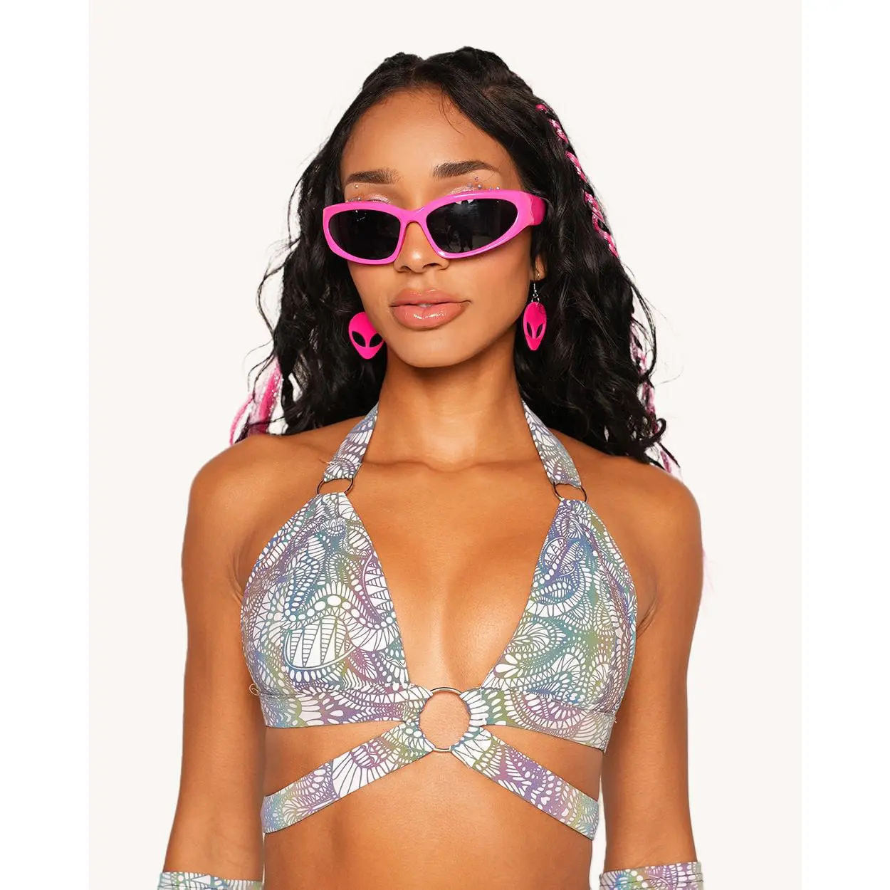 Pure Euphoria White Rainbow Reflective O-Ring Top
