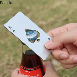 Stainless Steel Ace of Spades Bottle Opener Creative Playing Cards Design Credit Card Size Beer Opener Portable Pocket Wine Tool for Home Bar Party Outdoor Camping Unique Gift for Men