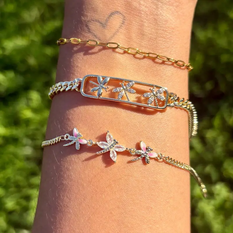 Dragonfly Bracelet - Elegant Design with Dragonfly Motif and Chain Details - As shown in the Image