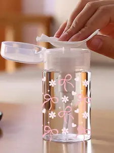 Heart-Shaped Butterfly Knot Transparent Press-On Nail Bottle, Alcohol Remover Cleaner Storage Container, Reusable Large Capacity Travel Pump, Portable Bottle