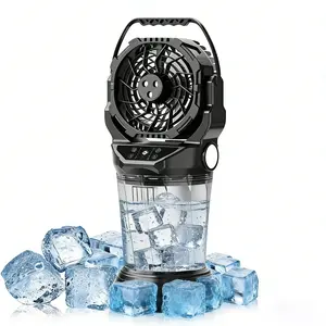 Portable Misting Fan with Large Battery Fan-Rechargeable Outdoor Misting Cooling Fans with 2L Water Tank,RGB Lights,4 Speeds & Spray Modes-for Patio, Camping, Beach, Workshop