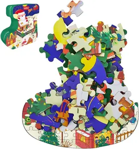 Christmas Sock Puzzle Wooden Jigsaw Puzzles 112 Pieces for Kids