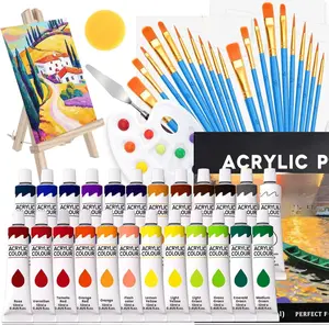 Clear-White,Rhinestones,for,Crafts;Acrylic Paint Canvas Set, 54 Piece Professional Painting Supplies Kit with Wood Easel, Acrylic Paint, 2 * 10 Brushes, Premium Paint Kit for Kids,Students, Artists and Beginner,Bulk,
