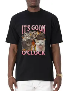 trendy t-shirts funny graphic tee Funny T-shirt - Gooning O'clock Funny Cat Meme Bootleg Graphic T-Shirt - 100% Cotton good graphic tees trendy tshirts funny graphic tee