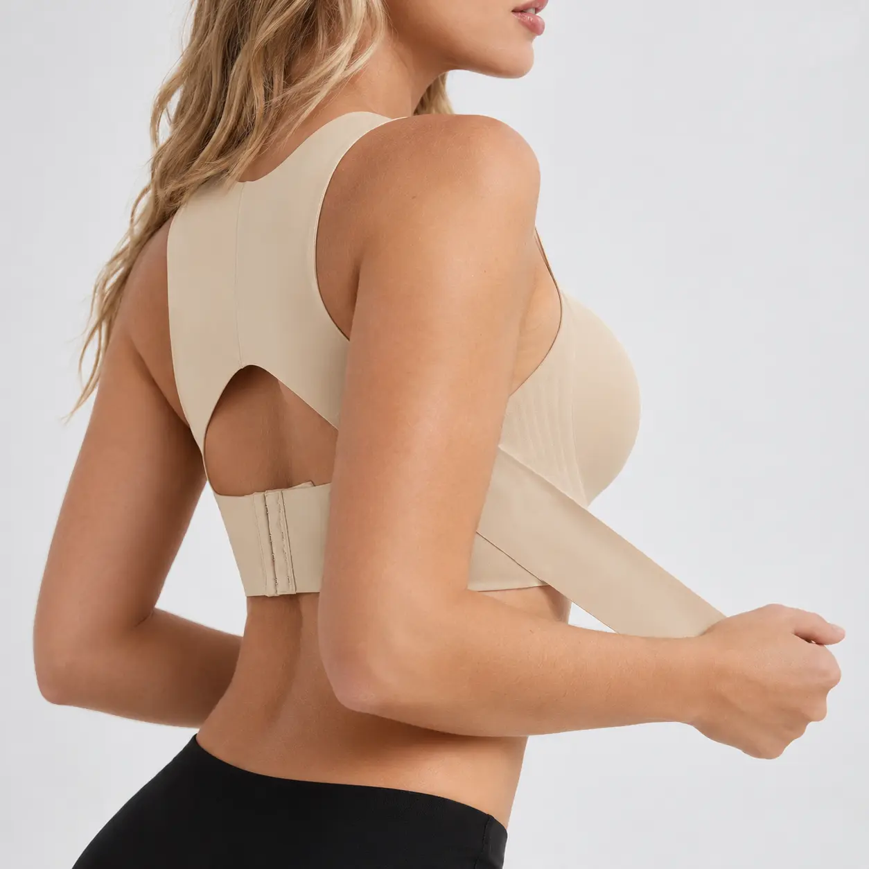 EssElegance Posture Bra, women’s beige wireless bra, soft breathable non-removable molded cups, yoga fitness sportswear for gym and daily training, summer vibes bra Soft Comfy Bra Seamless Shaping Bras push up bra bras for women minimizer bra jelly bra