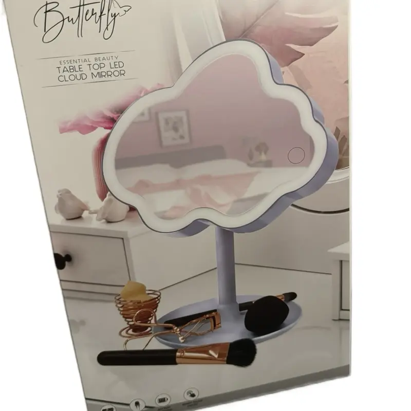 Urban Butterfly Table Top LED cloud Mirror with Cloud Design and Stand for Versatile Use