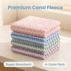 4 Pack Kitchen Cleaning Cloths, Easy to Clean & Reusable, Ultra-Soft Texture, Super Absorbent, No Deformation & Lint-Free
