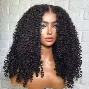 Kinky Curly Glueless Wigs Ready Wear Go Wig Afro Curly Lace Front Wig Real Human Hair Wigs 7x5 HD Lace Closure Wig Short Bob Wig Pre Cut Natural Hairline Beginner Friendly