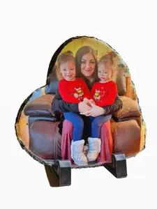 Heart shape rock slate, customized stone plaque with photo customized frame display holder.