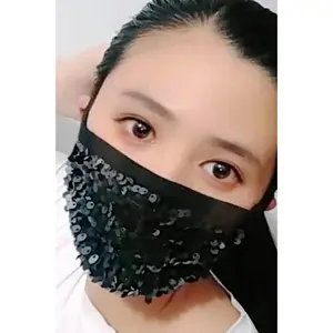 Black Sequins Reusable Washable Face Mask