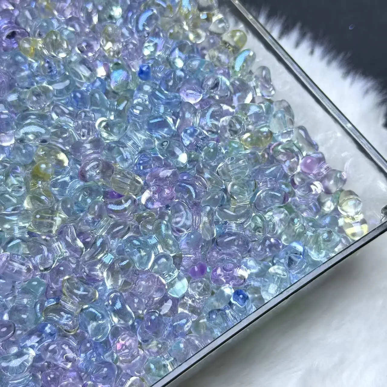 【A307】Light‑Tone Bow Vertical‑Drilled Glass Beads for Bead Stringing