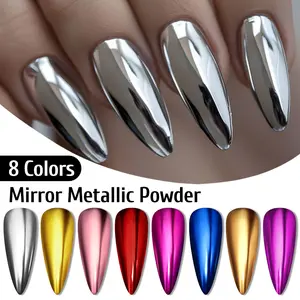 Odorless Vibrant Magic Mirror Nail Powder, 8colors Metallic Glitter & Chrome Pigment, Iridescent Glitter for Stunning Nail Art Design, Perfect for DIY Manicures