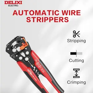 DELIXI ELECTRIC 3-in-1 Automatic Cable Stripper Plier – Self-Adjusting Wire Stripping Tool with Wire Cripmer & Cutter for 10-24 AWG, Wire Stripping/Crimping/Cutting