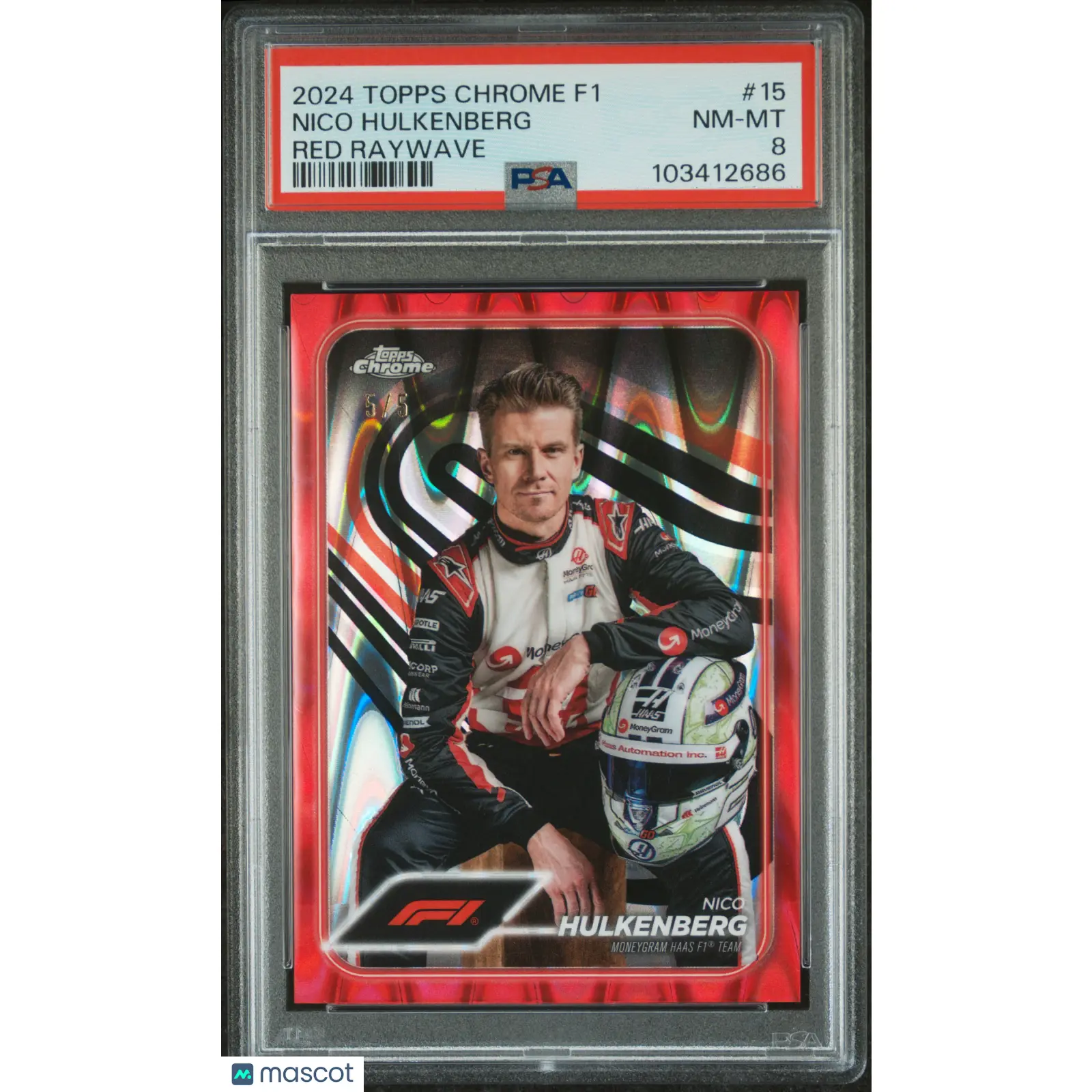 2024 Topps Chrome Formula 1 Nico Hulkenberg #15 Red Raywave 5/5 PSA 8