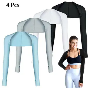Women's Cool Shawl Arm Warmers with Finger Holes, 4 Counts/set Sun Protection Comfortable Women's Vests for Golfing, Fishing, Running, Sports Arm Sleeve, UV Arm Sleeves