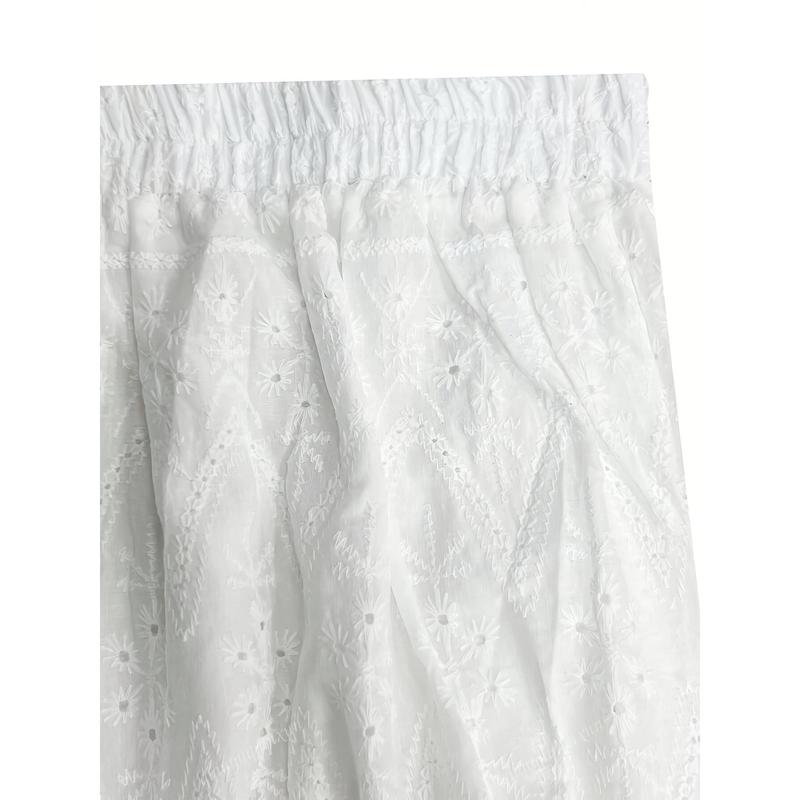 YuanYuanQun Women's A-Line Maxi Skirt - Elegant Solid Color High Waist Fitted Skirt with White Lace Jacquard, TB513640, All-Season Chic Bottoms
