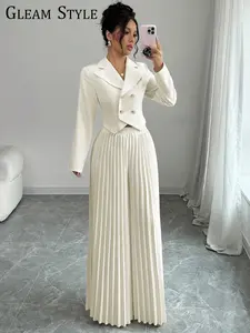 Women's Casual Fashion Set Spring & Fall, Elegant Fitted Outerwear, High-Quality Plain Design, Perfect for Daily Wear