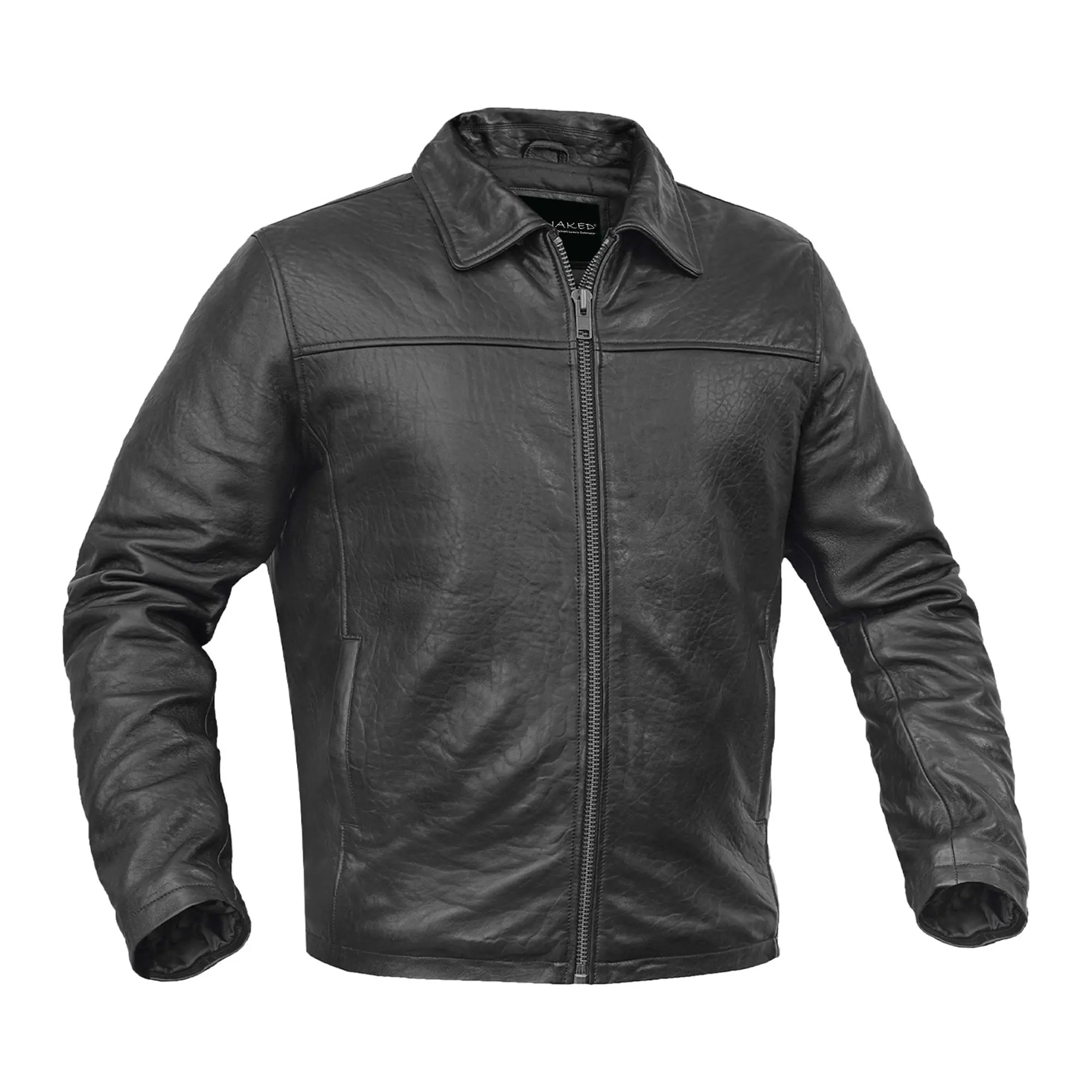 DANIEL SMART Men's Fitted Aero Racer Traditional Lambskin Leather Jacket - Plain Biker Top with Quilted Liner, Pockets for Long Rides, Original, Straight-Cut Bottom, Slim-Fitting, 0.9 – 1.0 Mm, Two Deep Interior Pockets