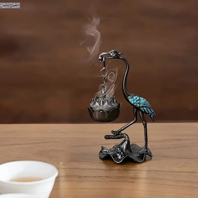 Oriental Crane & Lotus Hanging Fragrance Diffuser, an Elegant Home Fragrance Product for Zen Decor and Meditation Spaces - Single Stick Holder, Unique Housewarming Gift, Aroma For Home, Incense Burner, Home Fragrance Products