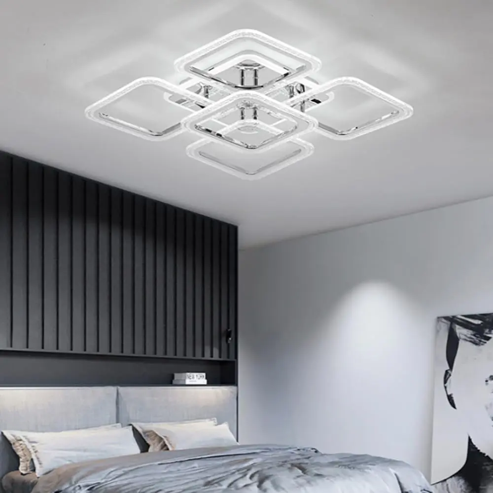 LED Ceiling Light, Semi-Recessed Installation, Three Color Adjustable, Remote Control, Suitable for Living Room, Bedroom, Kitchen, Dining Room, Home Ceiling Lighting