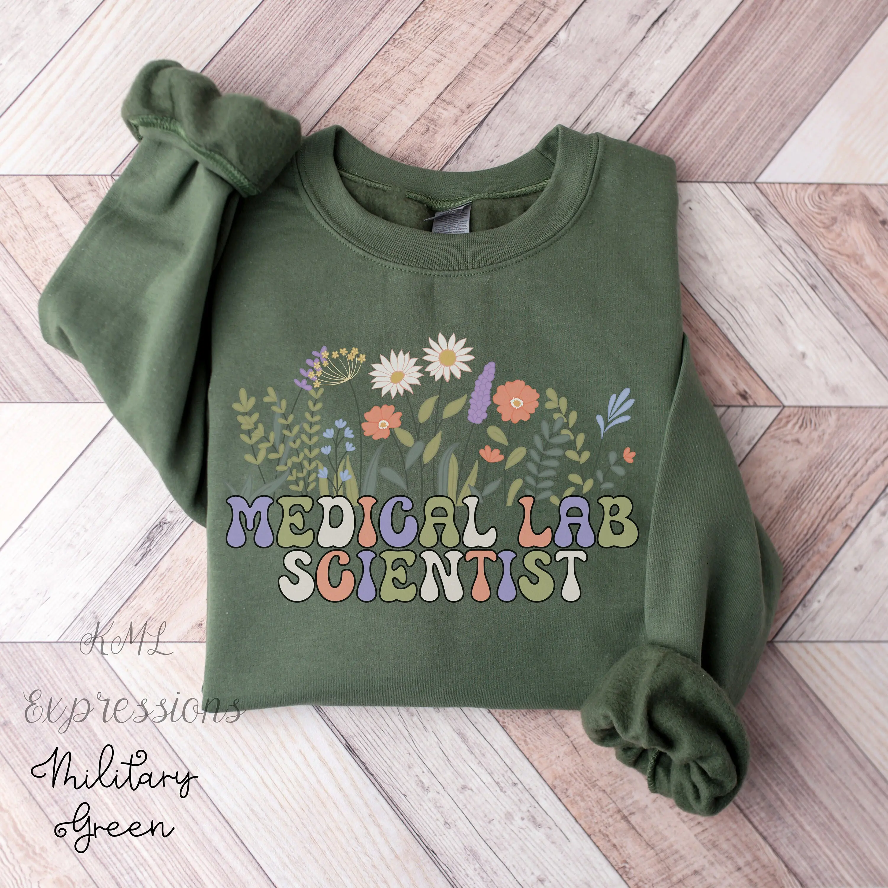 Medical Laboratory Scientist T-SHIRT Or Sweatshirt  , MLS shirt, Gift for New Grad Medical Lab shirt, Graduate MLS Floral , Cotton Fabric