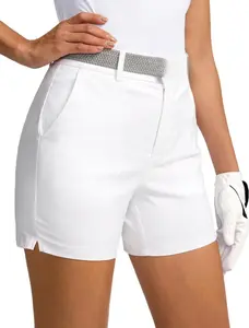 SANTINY Women's 5" Golf Shorts with Pockets Quick Dry Stretch Work Outdoor Hiking Shorts for Women Casual Summer Elastic Waistband 4 Pockets 5 Inch Inseam