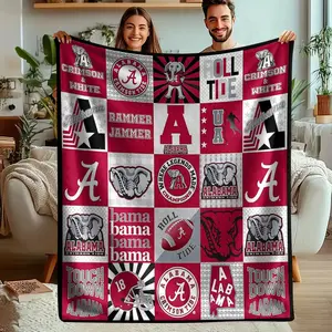 Alabama Pattern Blanket, Warm Soft Micro Flannel Throw, Flannel Blankets, Multi-Purpose Bedding, Dorm Room Decor, Gift for Family Friends, All Seasons Use