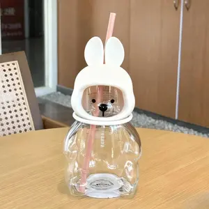 Starbucks Overseas 2024 Mid-Autumn Festival Rabbit Bear 20oz Glass Straw Cup