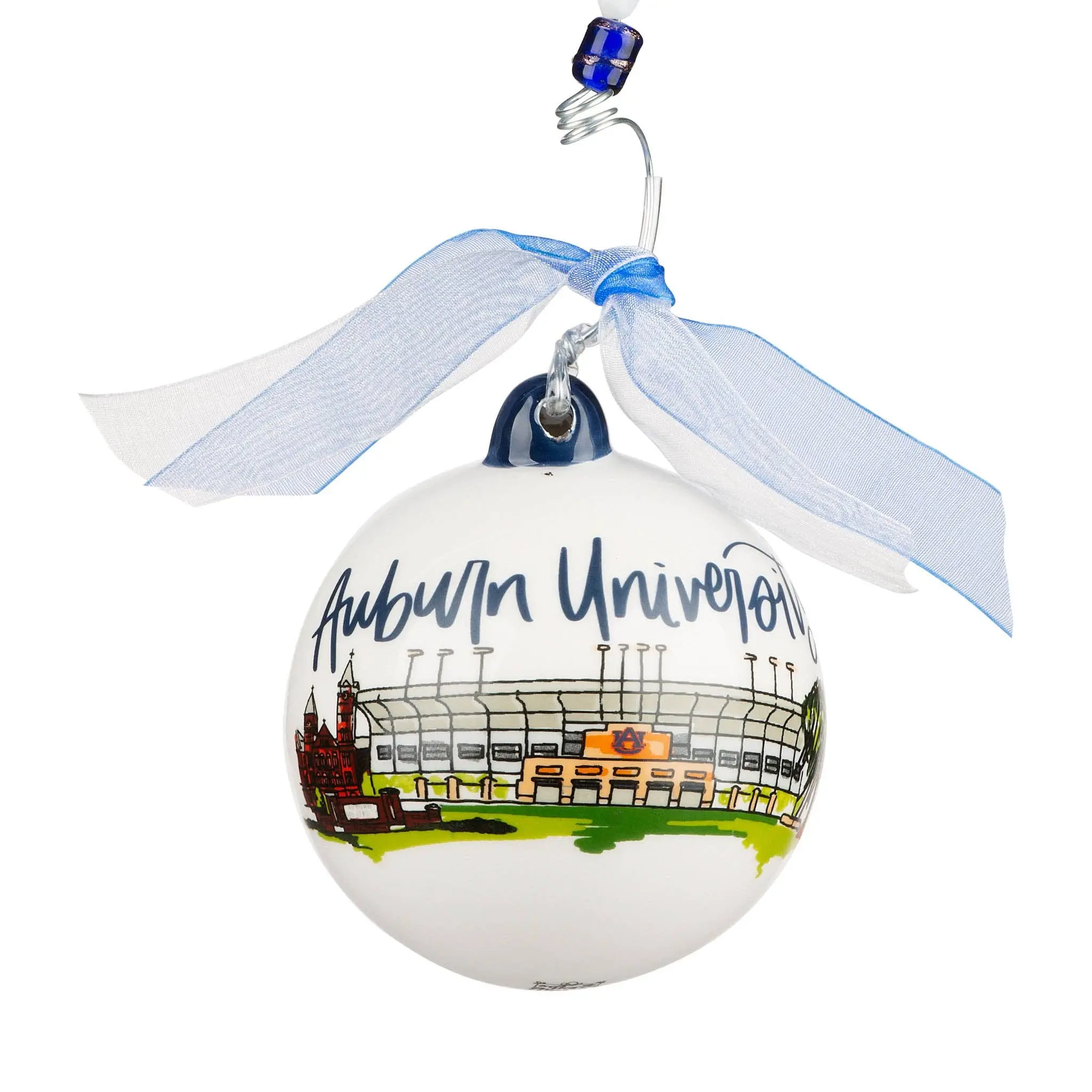 Auburn Landmark Ceramic Artwork Ball Ornament, Festive Tree Decoration for Home