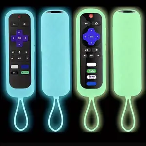 Universal Silicone Remote Cover with Lanyard for Roku TV, Amazon Fire Stick, and Voice Remote - Glow-in-the-Dark Protective Sleeve