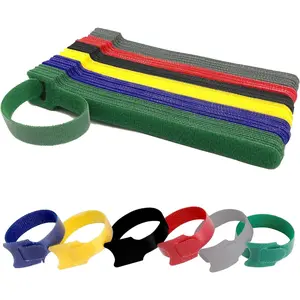 Organize Your Cables with 60 count  Fastening Velcro  Ties - 6 Inch  Management Ties in 6 Colors, Adjustable Cord Ties with Hook and Loop for Home and Office Electronics