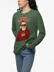 Skibidi Rizzmas Santa, Funny Christmas Streetwear Tee | AccidentalBaller Gold Santa Long Sleeve Holiday Shirt