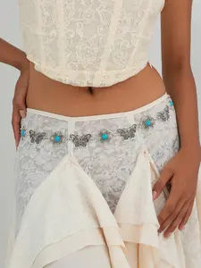 Bohemian Butterfly Faux Turquoise Body Chain Slip Chain, Adjustable Waist Chain, Fashionable Sexy Jewelry Gift for Women, Elegant Daily Wear Accessory