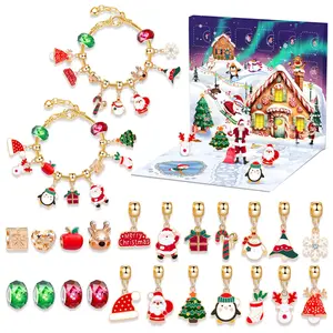 Christmas Countdown Calendar Jewelry Making Kit, 24-Day Advent Calendar, Holiday DIY Set, Perfect for Vacation Accessories, Christmas Bead Gift