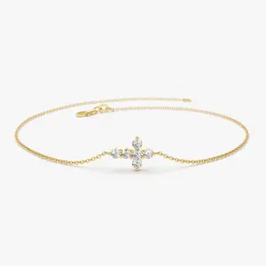 14K Gold Diamond Cross Bracelet 14K Gold Diamond Cross Bracelet