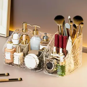 1pc Transparent cosmetics storage box, lipstick and powder sorting box, skin care rack, desk storage stationery box