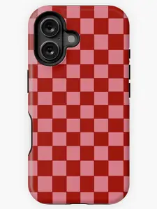 Soft Cactus Pink And Red Checkered Iphone Case Phone Case Phone Cases Phone Cover Hard Case Tough 2-Piece Phone Case