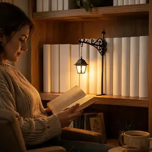 2026New Cozy Reading Nook Lamp,Bookshelf Hanging Light with Warm Glow, Miniature Library Lantern for Wall Decor, Book Lovers Nightlight, Halloween Ambiance
