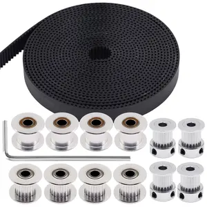 Zeelo 5M GT2 Timing Belt 15mm Width + 4pcs 20 Teeth 5mm Bore Timing Pulley Wheel + 4pcs 20 Toothless Bore 5mm Idler + 4pcs 20 Tooth Bore 5mm Idler,for 3D Printer