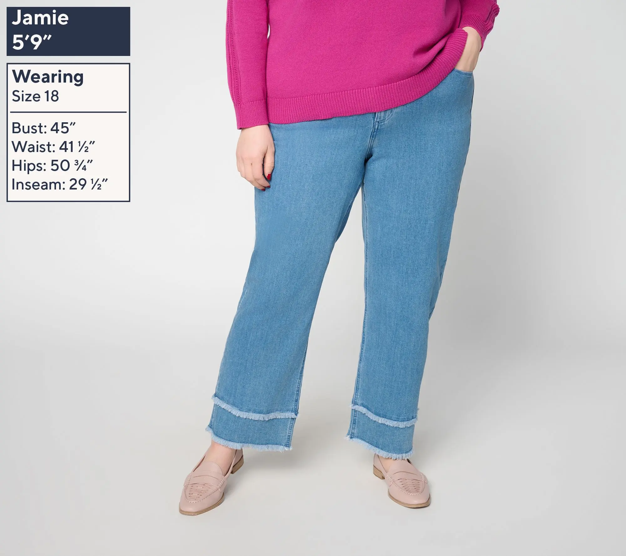 Susan Graver Regular Wide Leg Ankle Jean with Hem Detail
