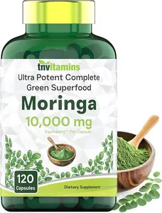 Moringa Capsules 10,000 mg - 120 Capsules | Pure Moringa Oleifera Leaf Powder Supplement | Green Superfood Capsules | Super Greens Powder Pills | Non-GMO, Made in The USA!